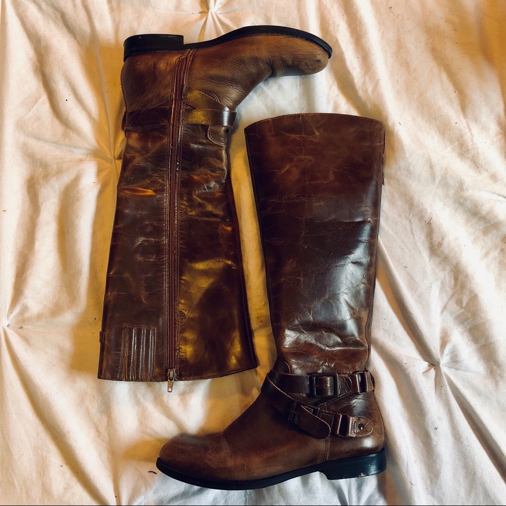 Brown riding boots